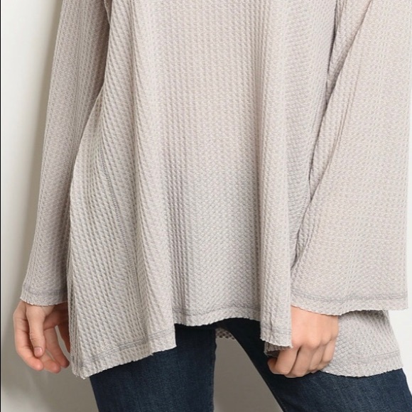 ☀️LAST3️⃣//ICE GRAY WAFFLE COLD SHOULDER TOP - Picture 6 of 9